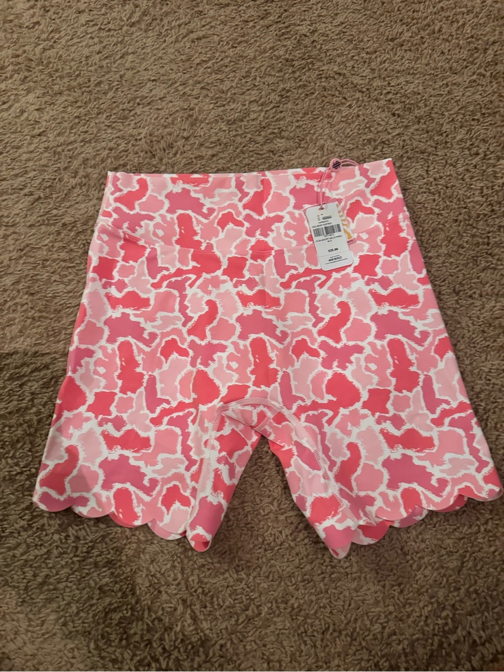 Pink camo women’s athletic shorts